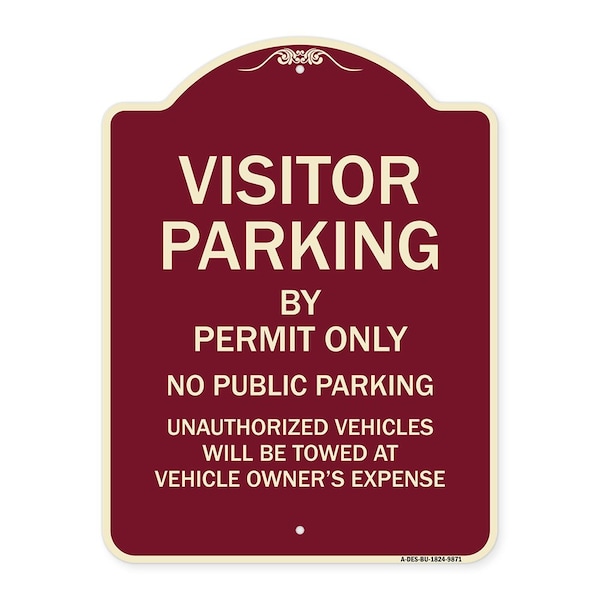 Designer Series-Visitor Parking By Permit Only No Public Parking Sign, 24" x 18", BU-1824-9871